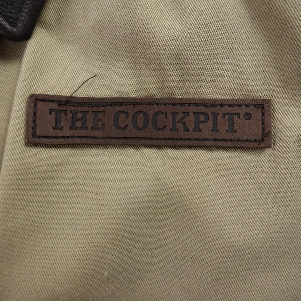 VTG Cockpit USA Army Jacket Mens 2XL Beige Tan A2 Bomber Coat Military Air Force